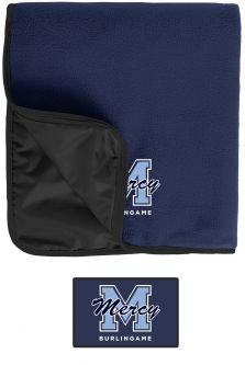 Fleece and Nylon Blanket, Navy/Black